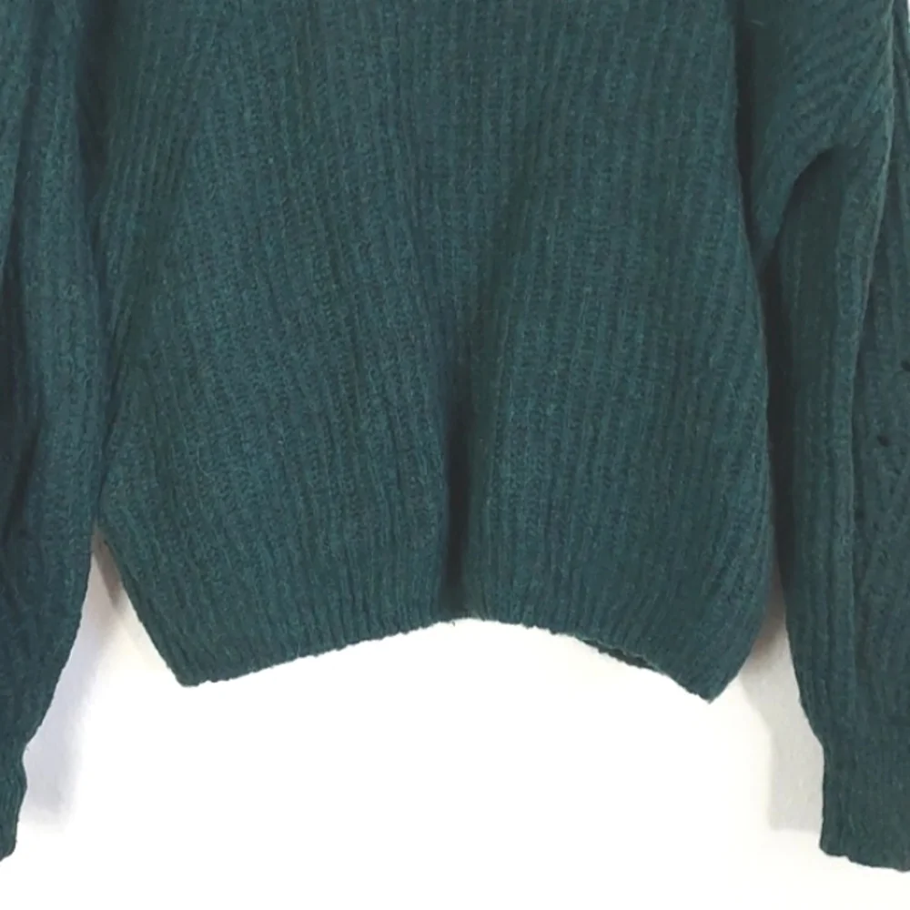 Anine Bing Jolie Pointelle Knit Sweater Green Size XS
